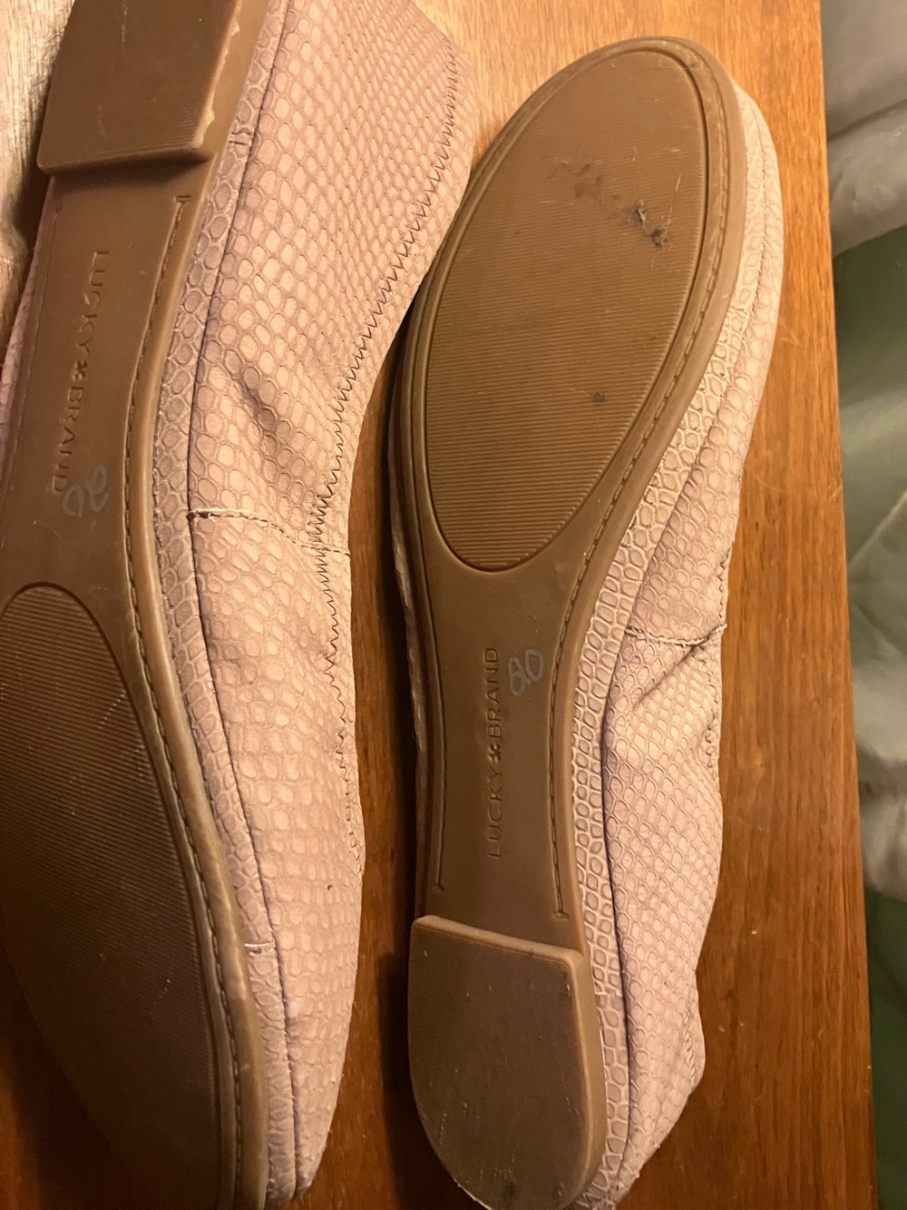 Lucky Brand Women's Pink nude Textured Ballet Flats size 12 - Picture 4 of 5
